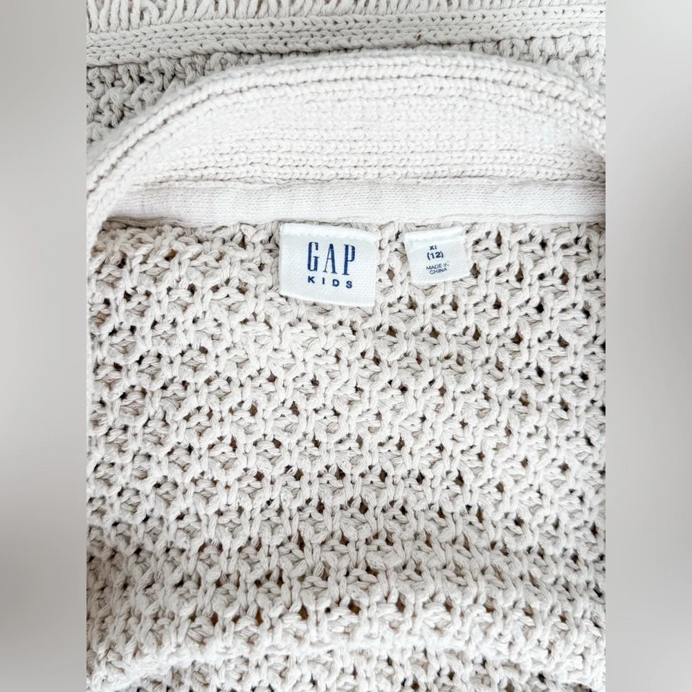 GAP Kids Cream Knit Fringe Cardigan